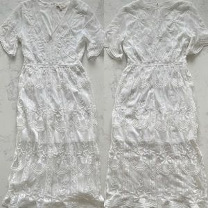 Rebellion Boho Floral Embroidered Midi Dress